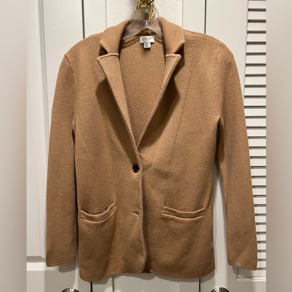 J. Crew Knit Tan Blazer Cardigan Sweater - Picture 1 of 8